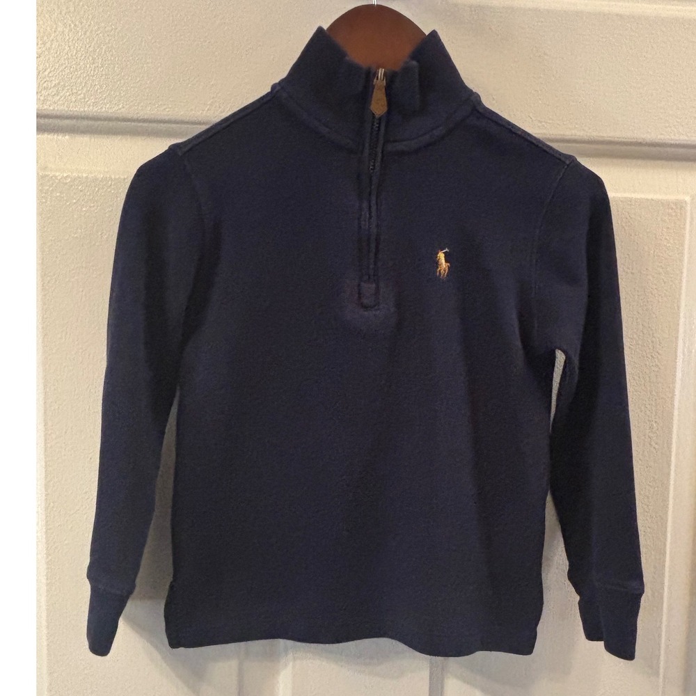 Polo Ralph Lauren Boys Navy Blue Quarter Zip Pullover Sweater Size 4/4T